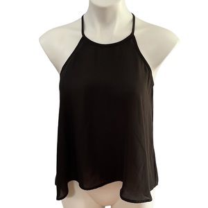 Black halter blouse with keyhole back